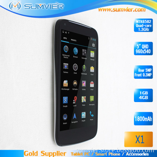 5.0inch Capacitive Screen 960X540p Mtk 6582m Quad Core Android Smartphone (X1)